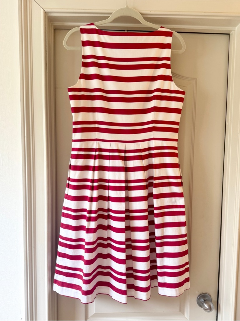 White House Black Market Red and White Striped Sleeveless Dress